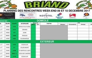 Planning des rencontres 09 et 10 décembre !