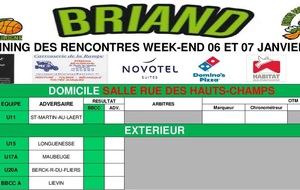 Planning des rencontres 06 et 07 janvier !