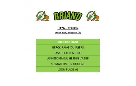 Le championnat U17 Régional est connu !