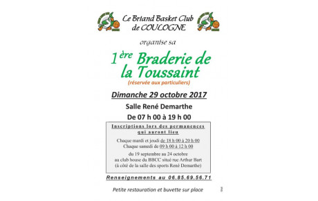 1ére BRADERIE DU BBCC EN SALLE