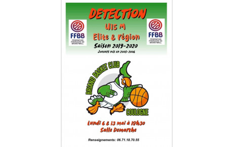 Détection U15 Elite/Région saison 2019/2020
