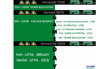 Matchs du week-end : 17, 18 et 19 septembre 2021