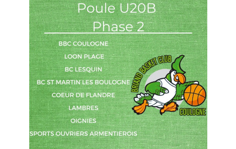 🟢⚪️🏀Poule Phase 2 - U20B🏀⚪️🟢